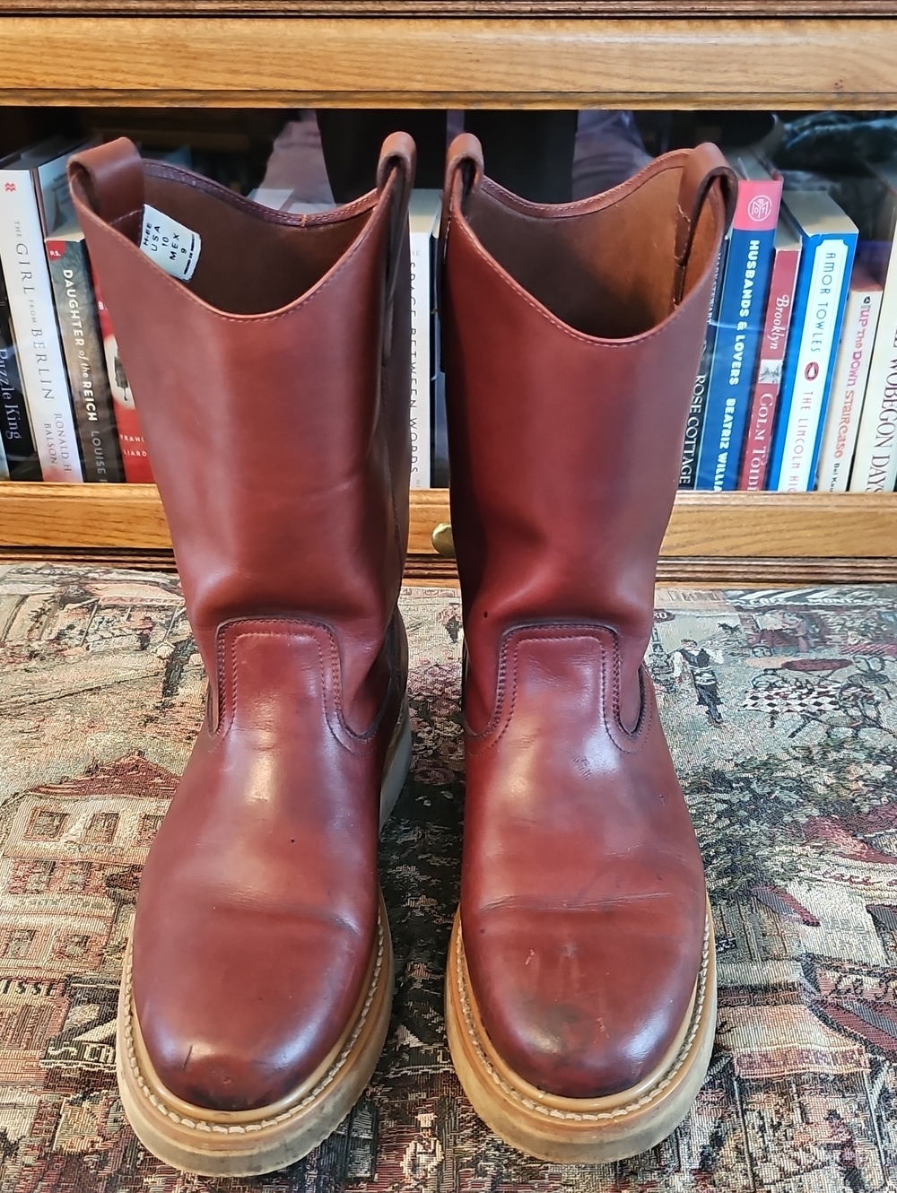 Men's Leather Pull-On Work Boots - Brown